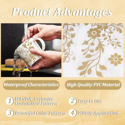 WANDIC 3 Sheets Gold Flower Rub On Transfer Stickers Gold Foil Scrapbook Stickers Window Decals Waterproof Decals for DIY Furniture Photo Albums,15 * 30cm - color: Golden Diagonal Pattern, size: 3 Sheets