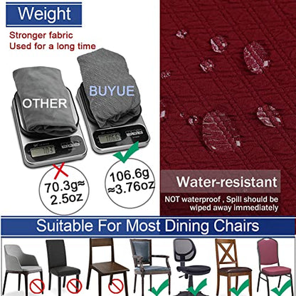 BUYUE Dining Room Chair Seat Covers Set of 4, TPU not Mixed, Friendly Jacquard Fabric Stretch Washable Slipcover for Kitchen Seat Cushions, Burgundy-4PCS - color: Burgundy, size: 4pcs