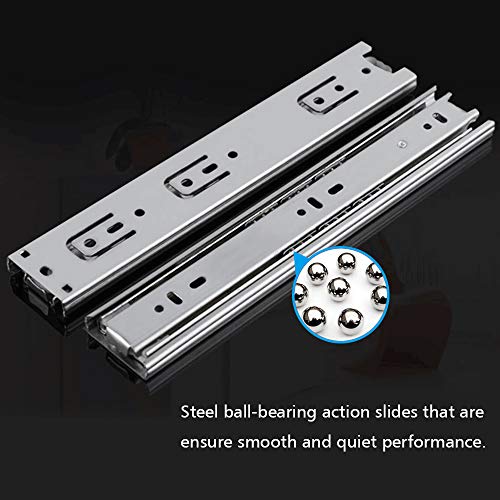 Drawer Slides 16 Inch Ball Bearing Full Extension 3 Section Slide Track Mounting Drawer Runners Slider for Cabinet Home Furniture, 2 Pack (Sliver 16 Inch) - size: 16 Inch