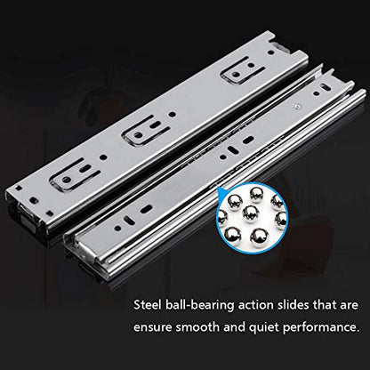 Drawer Slides 16 Inch Ball Bearing Full Extension 3 Section Slide Track Mounting Drawer Runners Slider for Cabinet Home Furniture, 2 Pack (Sliver 16 Inch) - size: 16 Inch