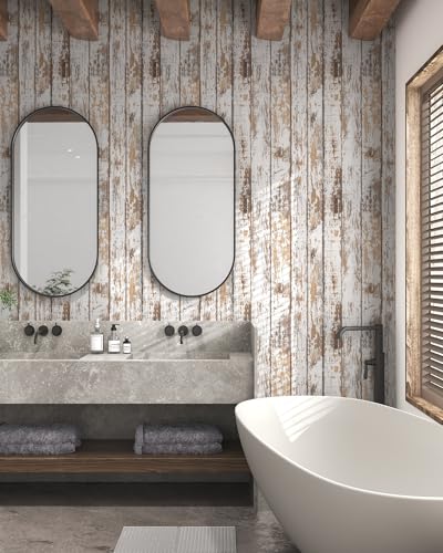 Wood Wallpaper Peel and Stick Shiplap Contact Paper 17.3"×78.8" - color: Brown, size: 17.3" x 78.8"