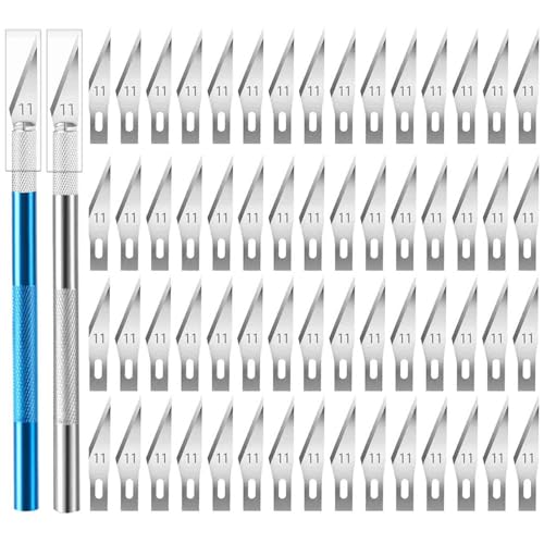 Exacto Knife, 2 Exacto Knives with 60 Exacto Blades #11, Craft Knife, Hobby Knife, Exacto Knife Set for Crafts, Arts, Modeling, Scrapbooking