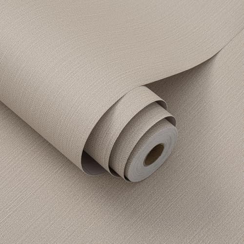 Haimin Fabric Wallpaper 24" x 393" Peel and Stick Textured Contact Paper - color: Yellow and Brown