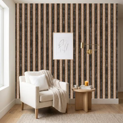 Peel and Stick Wallpaper, Earthy Brown Vertical Stripe Pattern, 236in x 17.7in, Waterproof Vinyl, Removable Reusable, Eco-Friendly, for Bedroom Living Room Rental Apartment - color: Dark6, size: 17.7" x 236.2"