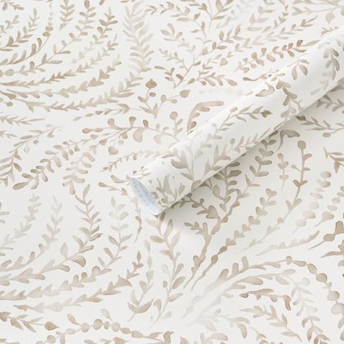 Heroad Peel and Stick Wallpaper Modern Boho Contact Paper Neutral Beige Wall Paper Removable Waterproof Self Stick Renter Friendly Wallpaper for Bedroom Living Room Bathroom Kitchen Vinyl 17.3"x78.7" - color: Light Brown, size: 17.3" x 78.7"
