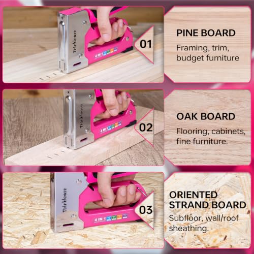 Heavy Duty Upholstery Staple Gun with 4000 Staples - color: Pink