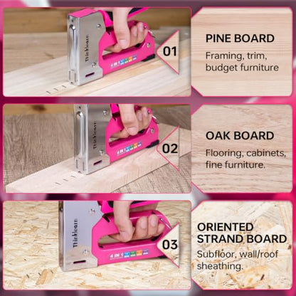 Heavy Duty Upholstery Staple Gun with 4000 Staples - color: Pink