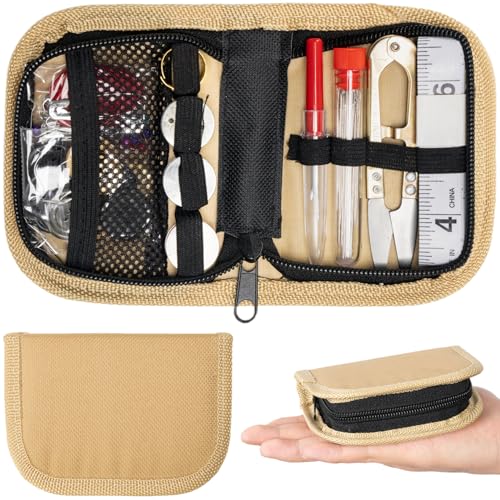 Military Survival Sewing Kit Portable Sewing Kit with Buttons for Men/Women - color: Coyote