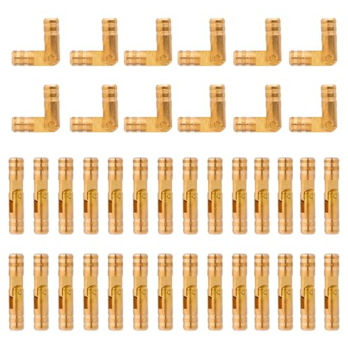 40pcs Mini Barrel Hinges, 2x0.4x0.4cm/0.79x0.16x0.16in Tiny Solid Hidden Brass Cylindrical Hinges for Jewelry Wooden Box Craft DIY Model Making & Small Woodworking Projects
