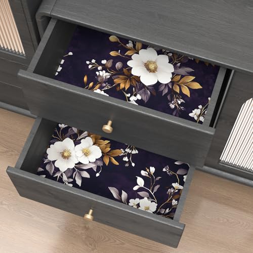 Laatse Dark Floral Peel and Stick Wallpaper 17.5" x 118",Purple/White - color: Purple White, size: 118" x 17.5"