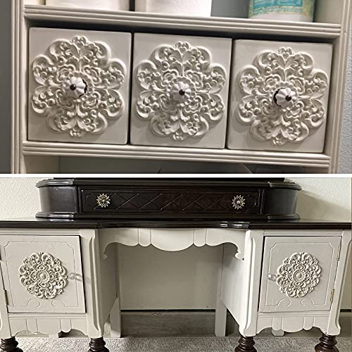 2Pcs Wood Carved Appliques Round Wooden Carving Onlays Decals for Furniture - color: 2-Pack, size: 3.94 inches