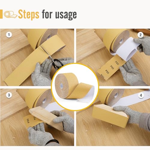 80 Grit Sandpaper Roll 20 Yard Long Continuous Roll,2-3/4” Wide Adhesive Backed Sandpaper Roll Sanding Sheets for Automotive,Woodworking,Hand Sanding Blocks - style: 80Grit