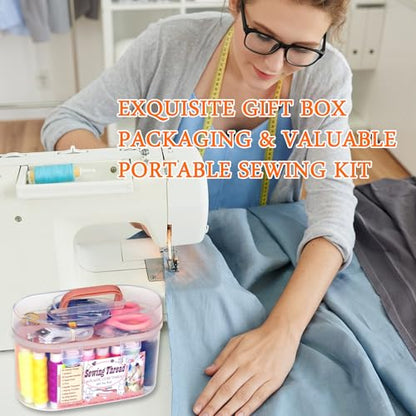 40 Spools of Sewing Thread,Gift Box Portable Basic Sewing Repair Kits (Orange) - color: Orange