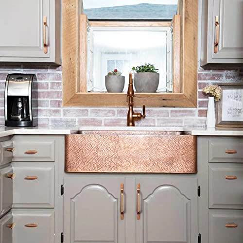 Goo-Ki 6 Pack Antique Copper Cabinet Knobs Zinc Alloy Drawer Knobs - 2.2" Full Length Vinatge Brass Single Hole/Screw Bar Cabinet Pulls Dresser Handles Kitchen Hardware - color: Antique Copper, size: 2.2" Full Length