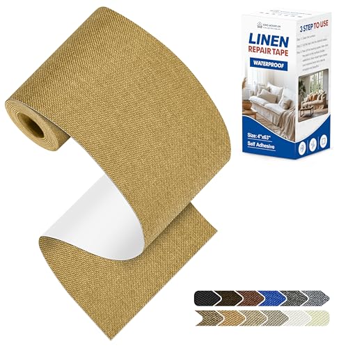 KING MOUNTAIN Linen Repair Patches, Self-Adhesive Fabric Patches, 4 X 63 inch Extra Size, Multi Color, Can be Used for Sofa Repair (Yellow) - color: Yellow, size: 4" Wx 63"L