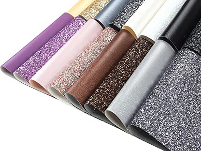 Chunky Glitter Faux Leather Sheets: 16Pcs/Set8.2 x6 Picheng Leather Fabric - color: 16 Colors