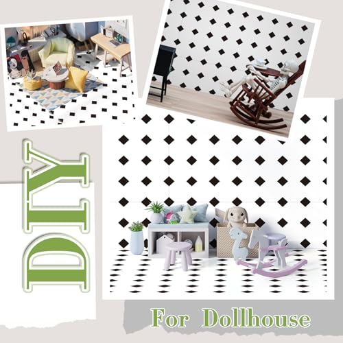 Flutesan 12 Pcs Miniature Dollhouse Wallpaper, Diamond Shape - style: Diamond Shape