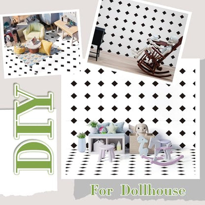 Flutesan 12 Pcs Miniature Dollhouse Wallpaper, Diamond Shape - style: Diamond Shape
