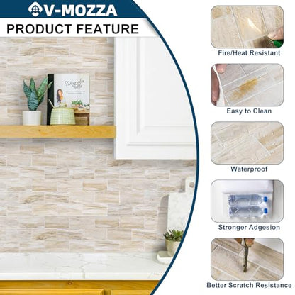 20-Sheet Peel and Stick Backsplash, Subway Tile Wall Tiles 13.5" x 5.8" 3D PVC Adhesive Stick on Tile Stick for Kitchen Fireplace (Greek Beige Marble) - color: Greek Beige Marble