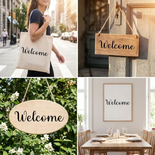 6PCS Welcome Stencils for Painting on Wood, Reusable Plastic Templates