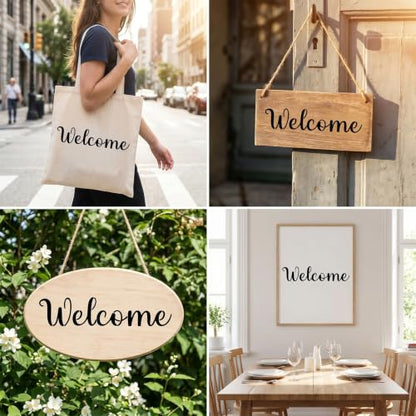 6PCS Welcome Stencils for Painting on Wood, Reusable Plastic Templates
