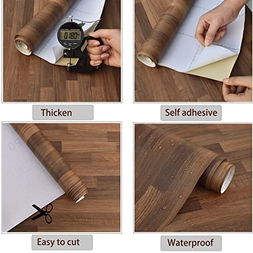 MelunMer Wood Peel and Stick Wallpaper Dark Brown Removable15.7” ×393” - color: Dark Brown, size: 15.7" x 393"