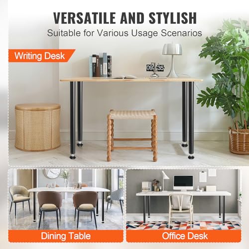 VEVOR 28 Inch Adjustable Desk Legs, Reinforced Steel Office Table Furniture Legs Set of 4 for DIY, 1200 lbs Load Capacity Heavy Duty Desk Legs, Quick Instalation Legs with Adjustable Foot Cup Black - size: 28 inch/Straight