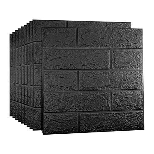 3D Wall Panels Peel and Stick, 14.5 Sq Ft Coverage, Faux Brick Black - color: Black, size: 14.5 Sq Ft Coverage