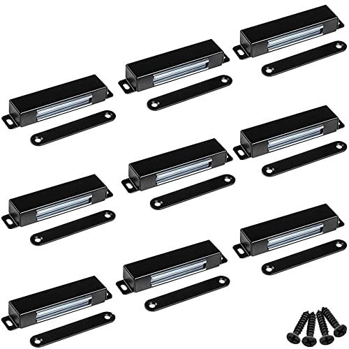 WOOCH Door Magnetic Catch - 90lb High Magnetic Stainless Steel Heavy Duty Catch for Kitchen Bathroom Cupboard Wardrobe Closet Closures Cabinet Door Drawer Latch (3.7 in Black, 9-Pack) - color: Black, size: 9 Pack