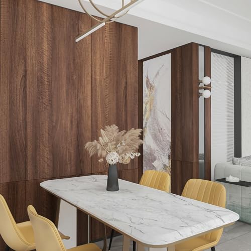 Large Walnut Wood Contact Paper Peel and Stick Wood Wallpaper Removable Self-Adhesive Wooden Grain Vinyl Wrap for Bedroom Kitchen Cabinet Countertop Furniture Decor 48x354 inch Matte Thicken - size: 48" x 354"