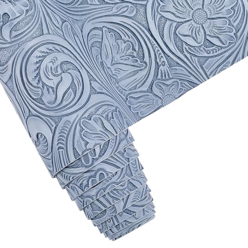 54 x 11.8 Inch Flower Embossed PU Leather Rolls Retro Textured Synthetic Sheet Sewing Upholstery Fabric Vintage Floral Leather Sheet for Earrings Handbags DIY Crafts Handmade Making(Gray) - color: Gray