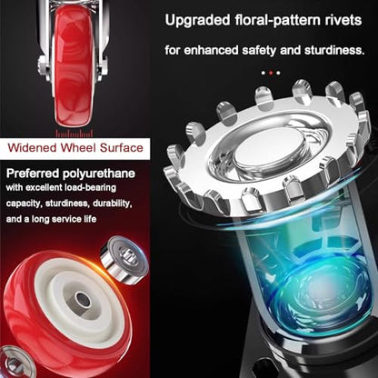 4 inch Casters Load 2400lbs -Includes 2 Sets of Adaptive Screws -Lockable Bearing Plate Heavy Duty Caster with Brakes, 360-degree Swivel for Furniture and Workbench Cart, Set of 4 - size: 4 inch Red