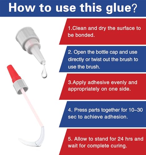 (2-in-1) Super Glue with Brush Applicator& Nozzle,All Purpose Thick CA-Glue