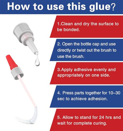 (2-in-1) Super Glue with Brush Applicator& Nozzle,All Purpose Thick CA-Glue