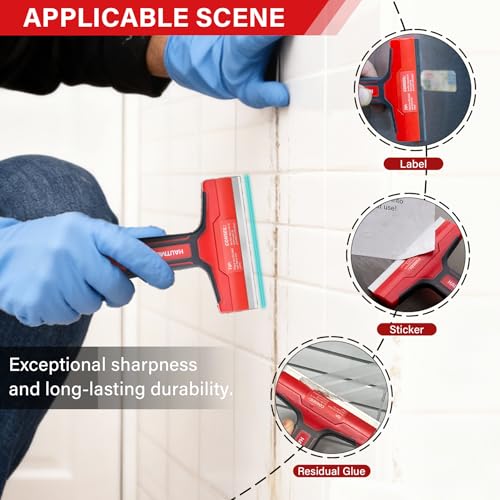 HAUTMEC Razor Blade Scraper Tool, 4" Wider Scraper Tool with 20 Extra Carbon Steel Blades, Razor Scraper for glass scraper, Adhesive, Label, Sticker from Window, Glass, Tile, Floor, Stove 25033 - style: 4" Wider