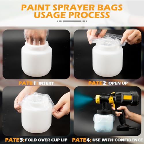 50Pcs Paint Sprayer Cup Liners,7.8‘’ X 11.8‘’ Paint Sprayer Bags, Gun Cup Can Liner,Sprayer Accessory,Easy Color and Material Changes