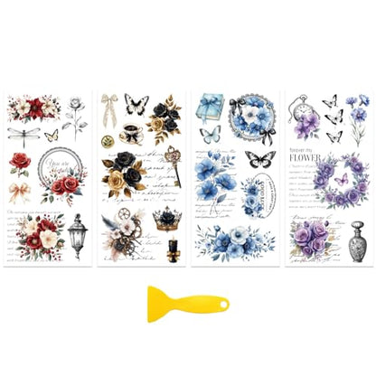 Peacoblue Flowers Background Pattern Rub On Transfers for Furniture 6"x12" - style: Flowers Background Pattern