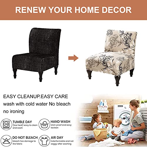 Eco-Ancheng Armless Chair Slipcover Removable Armless Accent Chairs Covers Washable Armless Slipper Chair Slipcover Printed Armless Chair Furniture Protector Covers for Living Dining Room Hotel - color: H170