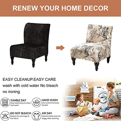 Eco-Ancheng Armless Chair Slipcover Removable Armless Accent Chairs Covers Washable Armless Slipper Chair Slipcover Printed Armless Chair Furniture Protector Covers for Living Dining Room Hotel - color: H170