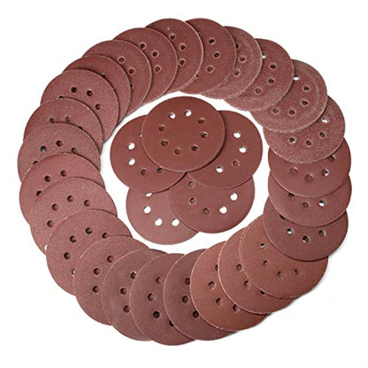 NEIKO 11271A 150 Piece Sanding Discs for 5” Orbital Sander, Hook and Loop, Sandpaper with 60, 80, 100, 120, 150, 180, 240, 320, 400, 600 Grit, Premium Aluminum Oxide, Solid Surface Sanding Pads - size: 5"