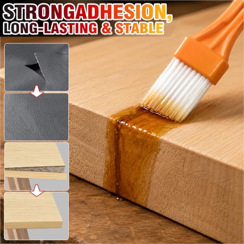 Contact Cement Adhesive, High Performance Neoprene Contact Adhesive with Brush, Waterproof Contact Cement Glue for Wood, Leather, Shoe, Furniture Repairs and Crafts, Flexible and Strong Bonding
