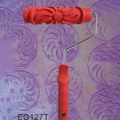 Utoolmart 7" Home Wall Rubber Paint Roller 175mm Wooden Grain Painting Roller with Plastic Handle 1Pcs - size: EG127T