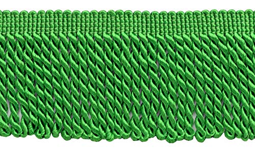 DÉCOPRO 2 1/2" (6cm) Bullion Fringe Trim # EF25, Emerald Green #182 (Bright Kelly Green) 10 Yard Value Pack (9.5m/30 ft) - color: Emerald Green #182 (Bright Kelly Green), size: 2 1/2" (6cm)