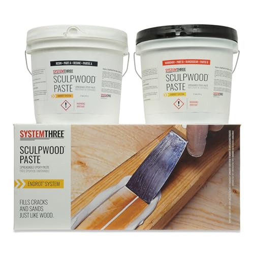 System Three SculpWood Paste Epoxy Wood Filler, 2 Gallon, Brown - size: 2 gallon