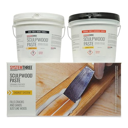 System Three SculpWood Paste Epoxy Wood Filler, 2 Gallon, Brown - size: 2 gallon