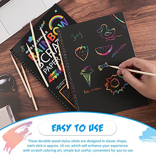Chinco 150 Pcs Heavy Duty Wooden Scratch Art Stylus Sticks
