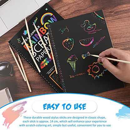 Chinco 150 Pcs Heavy Duty Wooden Scratch Art Stylus Sticks