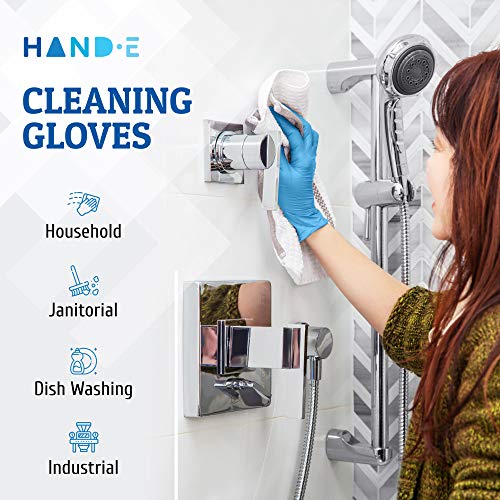 Hand-E Touch Blue Nitrile Disposable Gloves - Latex Free Medical Exam Gloves, Powder Free, Food Safe, Cooking - style: Medium