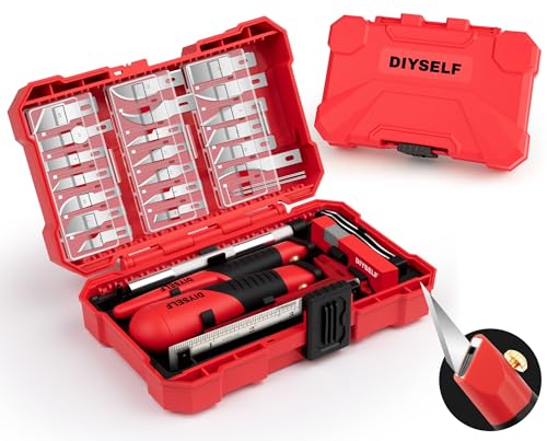 DIYSELF 41-Piece Exacto Knife Set, Precision Hobby Knife Kit for Art Crafts - color: Red-41pcs