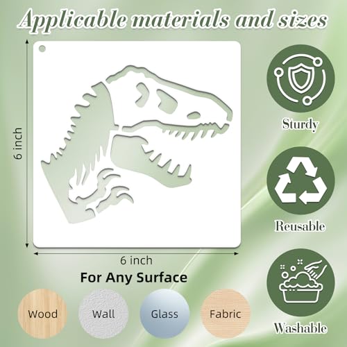 Dinosaur Stencils for Crafts Reusable 25Pcs Stencils(6X6 Inch) - color: Dinosaur